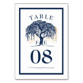 Numéro De Table Élégant Mariage moderne Willow Tree Marine Blue Go (Par défaut)