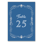 Numéro De Table Elégant Mariage monochromatique bleu et argent (Dos)