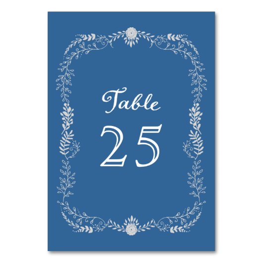Numéro De Table Elégant Mariage monochromatique bleu et argent (Par défaut)