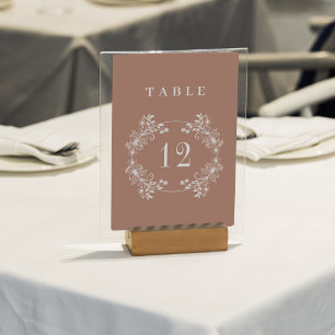 Numéro De Table Élégant Mariage Monogram Terracota