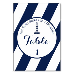Numéro De Table Élégant Mariage Nautique trié - Bleu Marine, Blanc