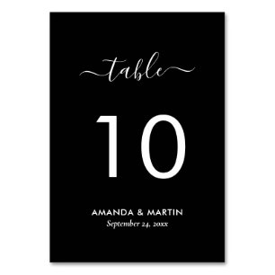 Numéro De Table Élégant Mariage noir et blanc