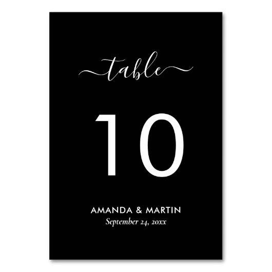 Numéro De Table Élégant Mariage noir et blanc (Par défaut)