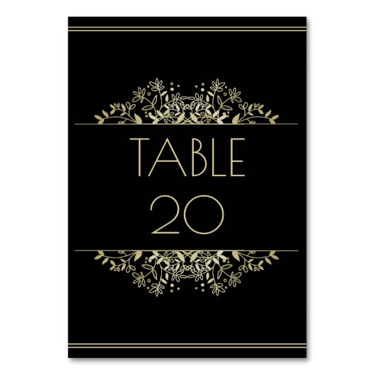 Numéro De Table Élégant Mariage noir et or (Dos)