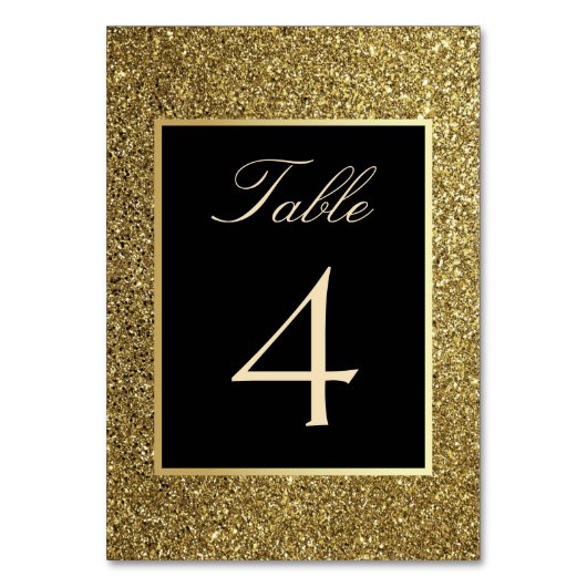 Numéro De Table Élégant Mariage noir et or (Dos)