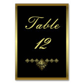 Numéro De Table Élégant Mariage noir et or Numéro 12 (Dos)