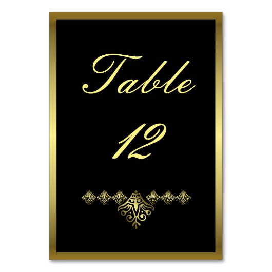 Numéro De Table Élégant Mariage noir et or Numéro 12 (Par défaut)