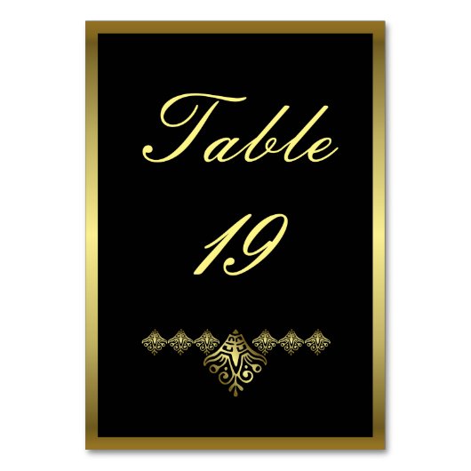 Numéro De Table Élégant Mariage noir et or numéro 19 (Dos)