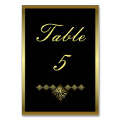 Numéro De Table Élégant Mariage noir et or Numéro 5 (Dos)