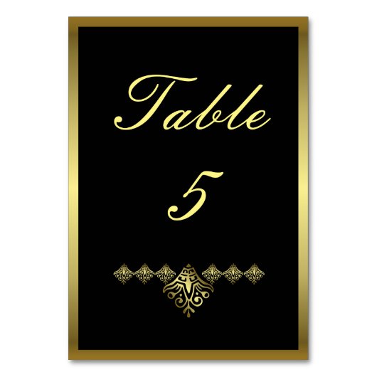 Numéro De Table Élégant Mariage noir et or Numéro 5 (Par défaut)