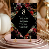 Numéro De Table Élégant mariage noir floral moody