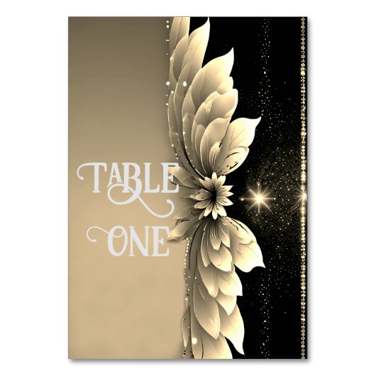 Numéro De Table Élégant Mariage Or (Dos)