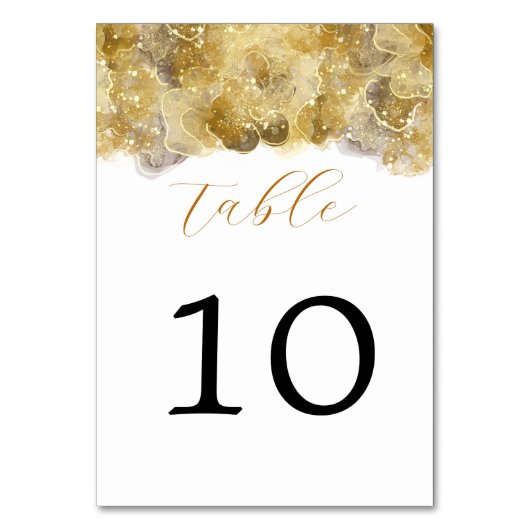Numéro De Table Elégant Mariage or aquarelle (Dos)