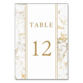 Numéro De Table Élégant Mariage or et Marbre blanc (Dos)