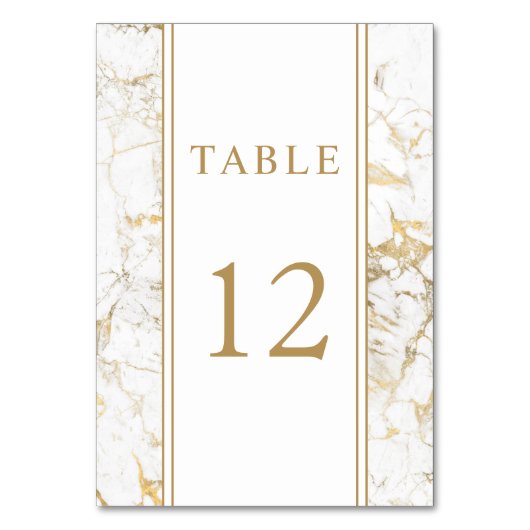 Numéro De Table Élégant Mariage or et Marbre blanc (Par défaut)