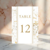 Numéro De Table Élégant Mariage or et Marbre blanc