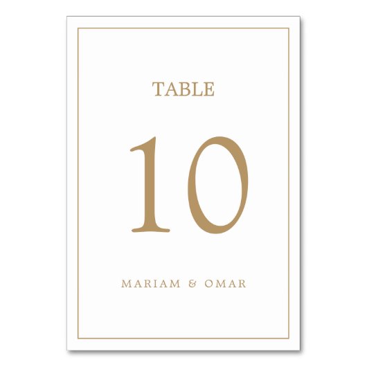 Numéro De Table Élégant Mariage or frontière (Dos)