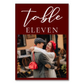 Numéro De Table Élégant Mariage photo Burgundy Couple (Par défaut)