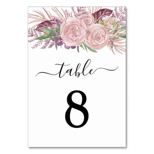 Numéro De Table Élégant Mariage rose (Dos)