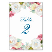 Numéro De Table Élégant Mariage rose blanc floral (Dos)