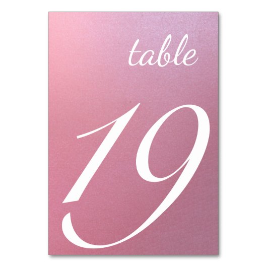 Numéro De Table Élégant Mariage rose dégradé de script (Dos)