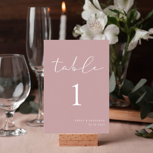 Numéro De Table Élégant Mariage Rose Dusty