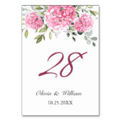 Numéro De Table Élégant Mariage rose pâle Hydrangée Eucalyptus (Dos)