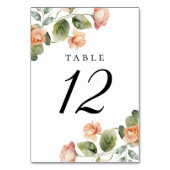 Numéro De Table Élégant Mariage Rose Peach (Dos)
