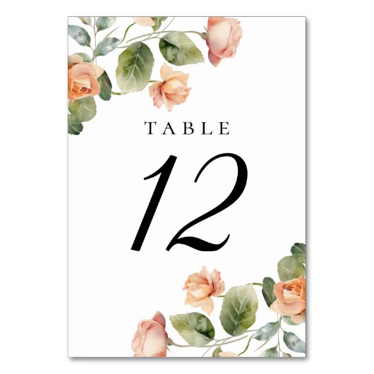 Numéro De Table Élégant Mariage Rose Peach (Dos)