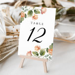 Numéro De Table Élégant Mariage Rose Peach<br><div class="desc">Ajoutez une touche d'élégance à votre réception de mariage avec nos cartes de table Elegant Watercolor Peach Rose mariage. Avec de délicats roses de pêche et d'ivoire au feuillage vert luxuriant, ces cartes affichent magnifiquement le numéro de table des deux côtés. Parfait pour guider vos invités vers leurs tables désignées...</div>