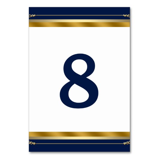 Numéro De Table Élégant Mariage Royal Blue Gold (Par défaut)