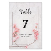 Numéro De Table Élégant Mariage Sakura rose fleuri cerisier (Dos)