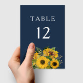 Numéro De Table Élégant mariage tournesols bleu marine 