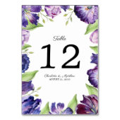 Numéro De Table Elégant Mariage Ultra Violet Aquarelle Tulips (Dos)