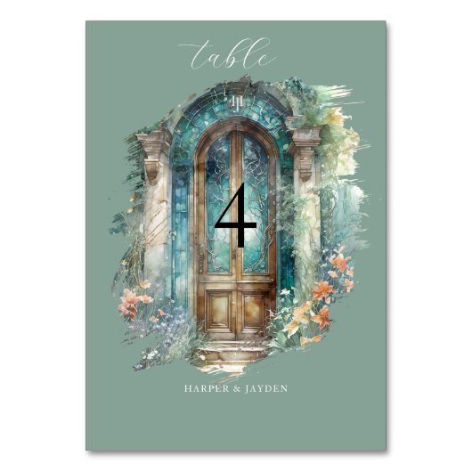 Numéro De Table Elégant Mariage vert, bleu et Turquoise (Par défaut)