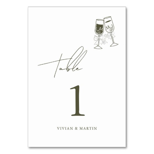 Numéro De Table Élégant Mariage vert en bois d'olive (Par défaut)