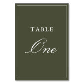 Numéro De Table Élégant Mariage Vert Poussiéreux Écriture Classiqu (Par défaut)