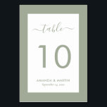 Numéro De Table Élégant Mariage vert Sage<br><div class="desc">Numéros de table de mariage vert sauge simple mais élégant. Personnalisez facilement en ligne. Objets correspondants disponibles pour compléter cette carte de numéro de table mariage vert sauge moderne.</div>