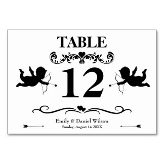 Numéro De Table Élégant Mariage Vintage noir et blanc