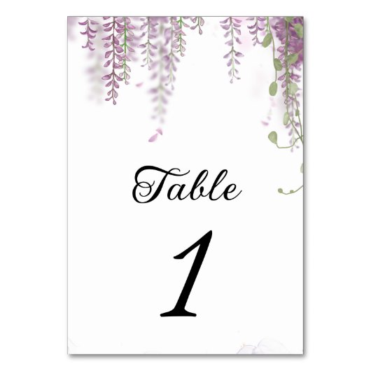 Numéro De Table Élégant Mariage violet Wisteria (Dos)