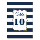 Numéro De Table Elégant Marine Bleu Stripes Mariage Numéros de tab (Dos)