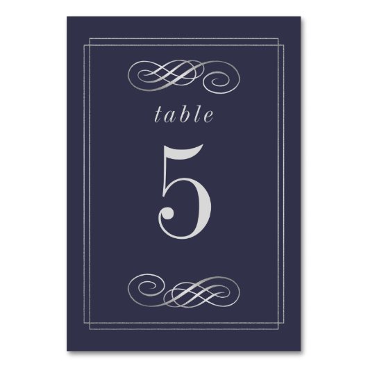 Numéro De Table Elégant Marine Blue Silver Mariage Numéros de tabl (Par défaut)