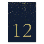 Numéro De Table Elégant Marine & Gold Falling Stars Mariage (Dos)