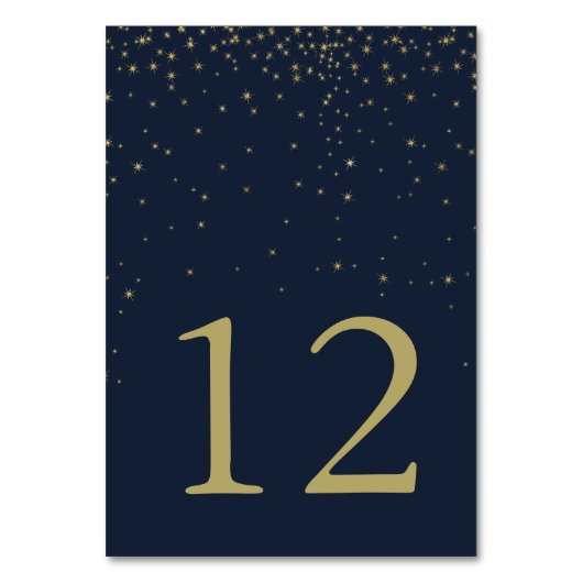 Numéro De Table Elégant Marine & Gold Falling Stars Mariage (Par défaut)