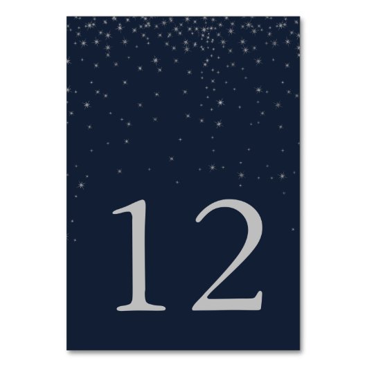 Numéro De Table Elegant Marine & Silver Falling Stars Numéro de Ma (Par défaut)