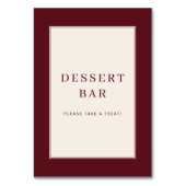 Numéro De Table Elegant Maroon Dessert Bar Sign (Dos)