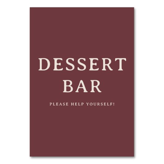 Numéro De Table Elegant Maroon Serif Dessert Bar Sign (Par défaut)