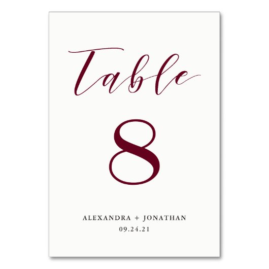 Numéro De Table Elegant Marsala (Dos)