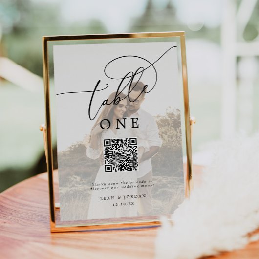 Numéro De Table Élégant menu Mariage de code QR Photo