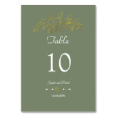 Numéro De Table Elegant Minimal Gold Floral Sage Green Wedding (Dos)